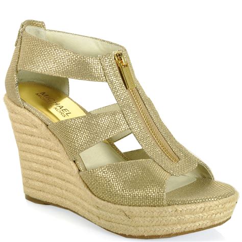 michael kors gold wedge sz 8.5|Michael Kors denim wedges.